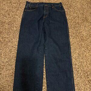 Dickies Men's Jeans 34 W X 32 L Dark Blue Denim Straight Leg Pockets Belt Loops